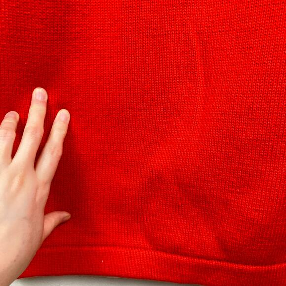Vintage Outlander Womens S Red & White Floral Dot Sweater Dress FLAW Mod Holiday - Picture 11 of 12